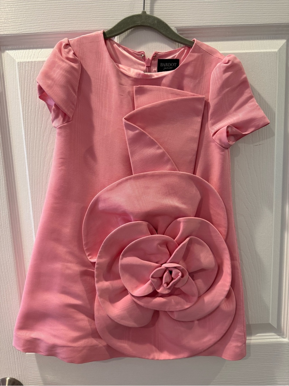 Bardot Kids Pink Rose Applique Short-Sleeve Dress